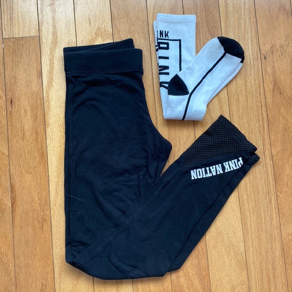 PINK Victoria's Secret Pants - Victoria’s Secret PINK nation black xs leggings and socks